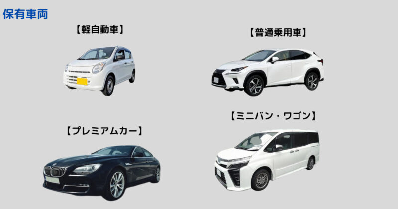軽自動車、普通乗用車・プレミアムカー、ミニバン・ワゴン